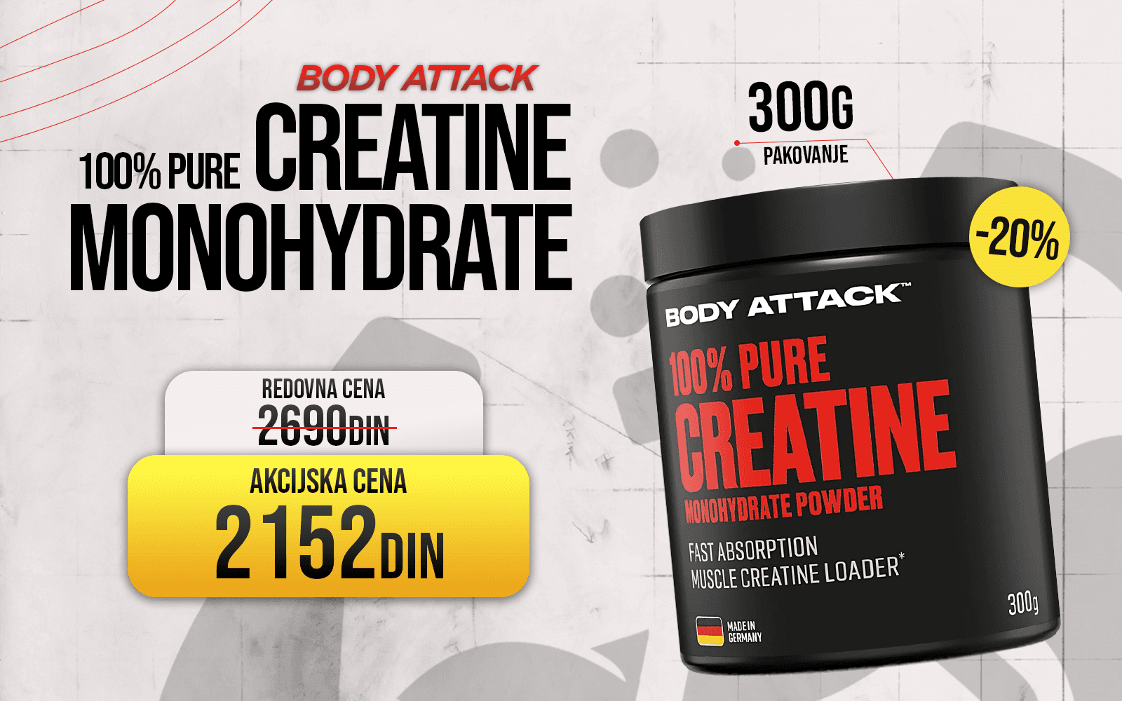 Creatin bodyattack monohidrat mikronizovani