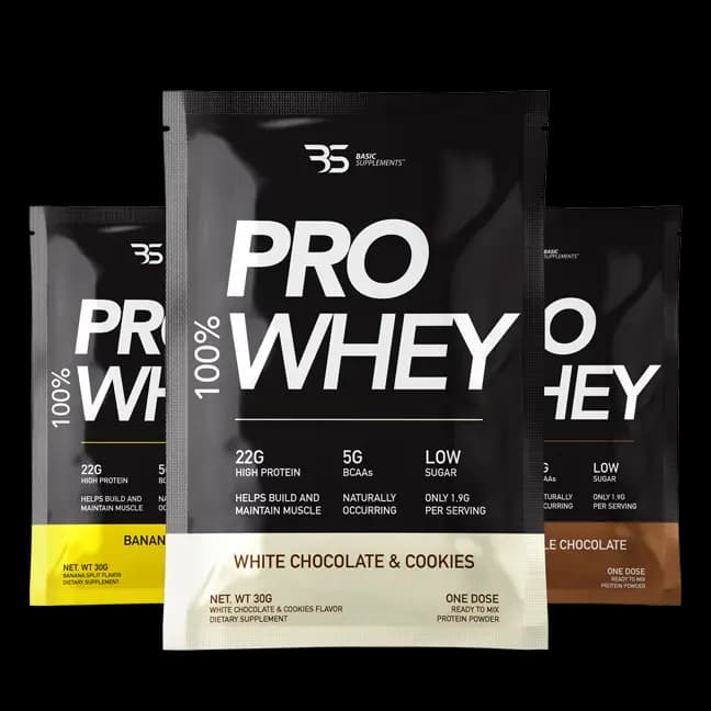 Pro Whey 100% 30g Basic Supplements whey protein sa 22 g proteina i 5 g BCAA za oporavak i rast mišića