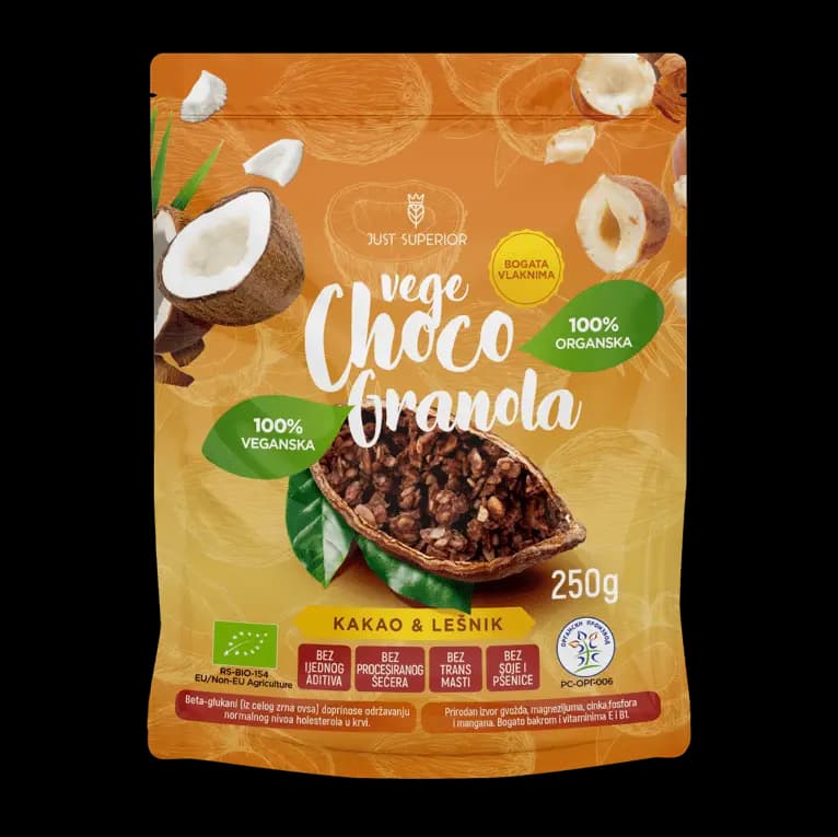 Organska vege čoko granola 250g Just Superior veganska granola sa kakaom