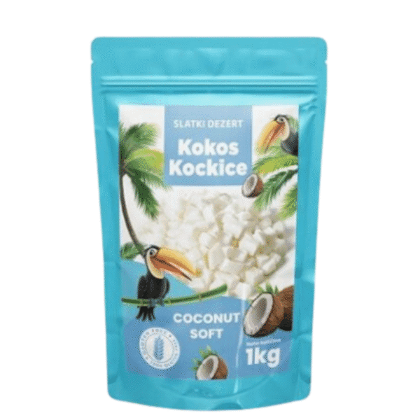 Kokos kockice 1kg od svežeg mesa kokosa bez aditiva Izvor vlakana i energije