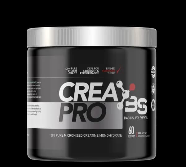 Basic Supplements Crea Pro 300 g kreatin monohidrat za povećanje snage, eksplozivnosti i mišićnih performansi