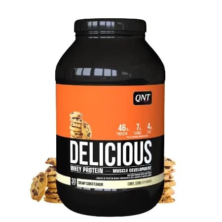 QNT Delicious Whey Protein 908 g – whey protein sa koncentratom, izolatom i BCAA aminokiselinama za oporavak i razvoj mišićne mase
