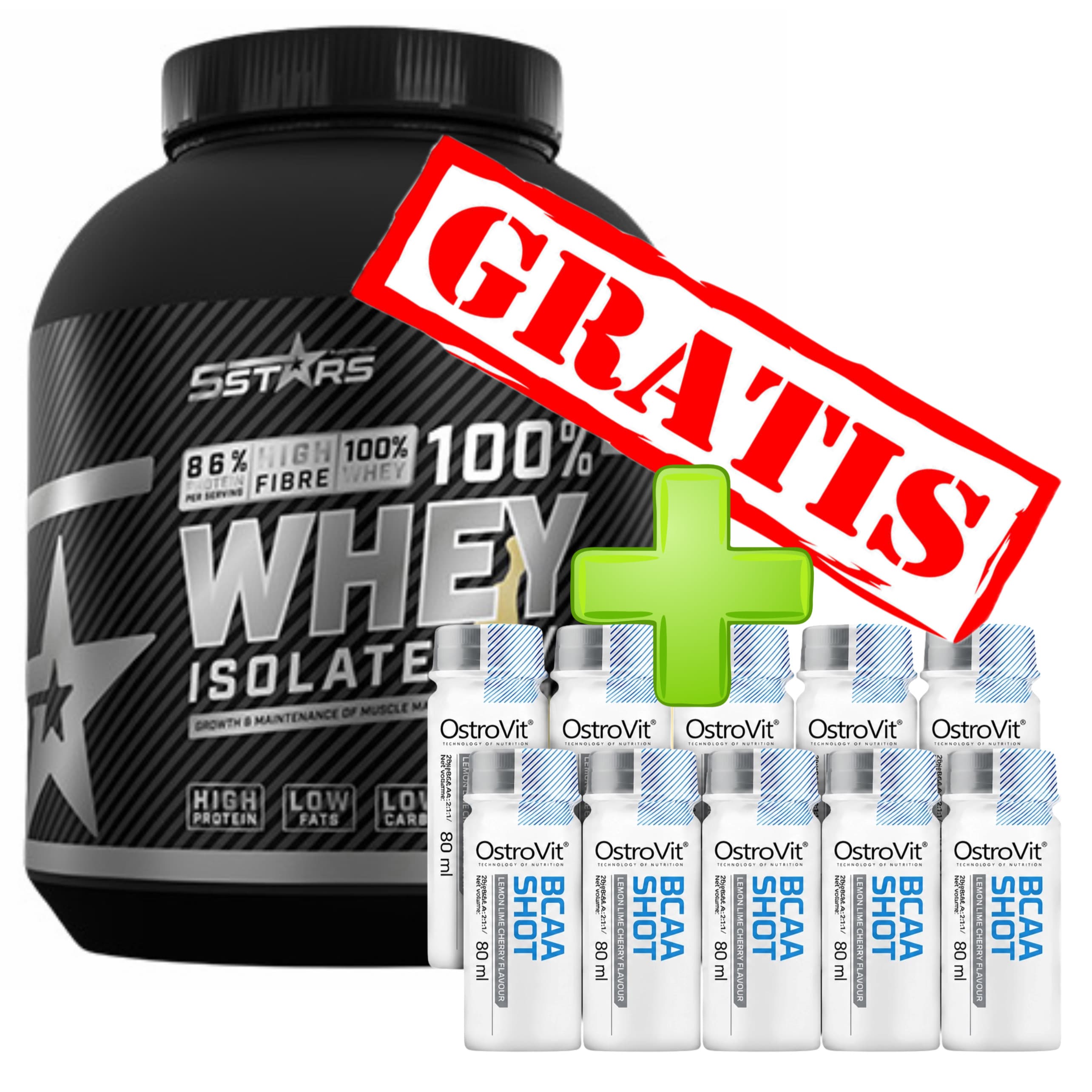 Whey isolate 2kg + GRATIS 10 x BCAA shot – 5Stars cisti protein bez secera i laktoze