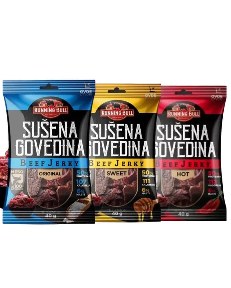 Beef Jerky (sušena govedina) 40g - RunningBull Proteini.Si