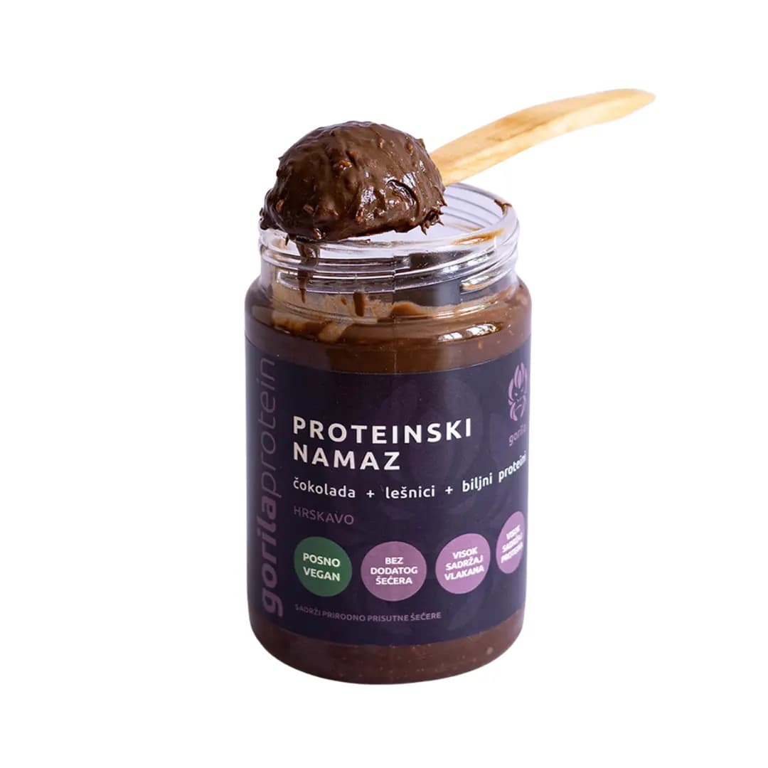 Proteinski Namaz čoko-lešnik Gorila Protein 375 g kremasti namaz sa proteinima za palačinke i fit deserte