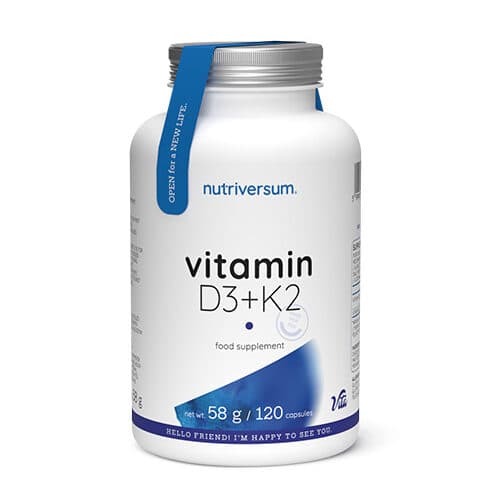Vitamin D3+K2 120cap - Nutriversum kombinacija za zdrave kosti i prevenciju osteoporoze