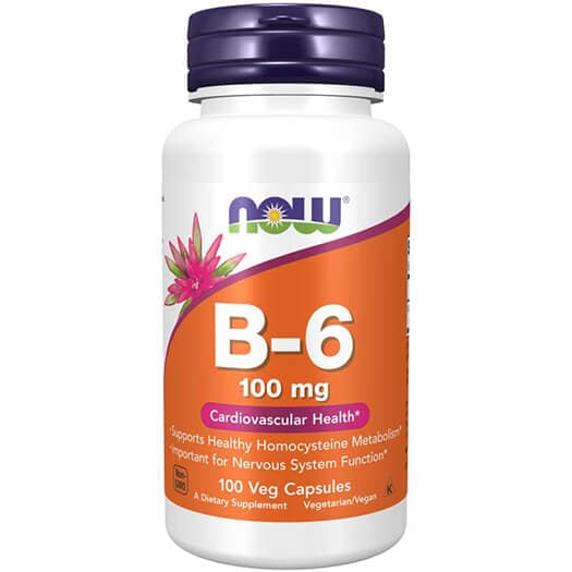 NOW Vitamin B6 (Piridoksin) tablete – vitamin B6 za podršku nervnom sistemu, proizvodnji energije, imunitetu, metabolizmu proteina i smanjenju umora