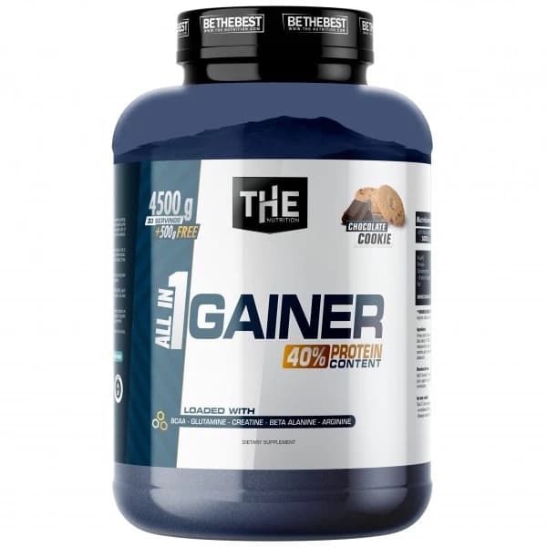 All in One Gainer THE Nutrition 4.5kg plus 500g gratis gejner za mišićnu masu sa proteinima kreatinom i BCAA