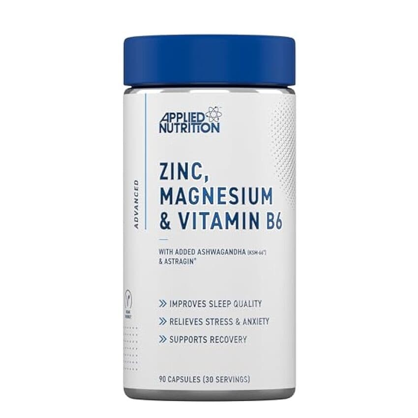 Zinc Magnesium B6 sa Ašvagandom Applied Nutrition 60 kapsula ZMA formula za oporavak mišiće i večernju suplementaciju