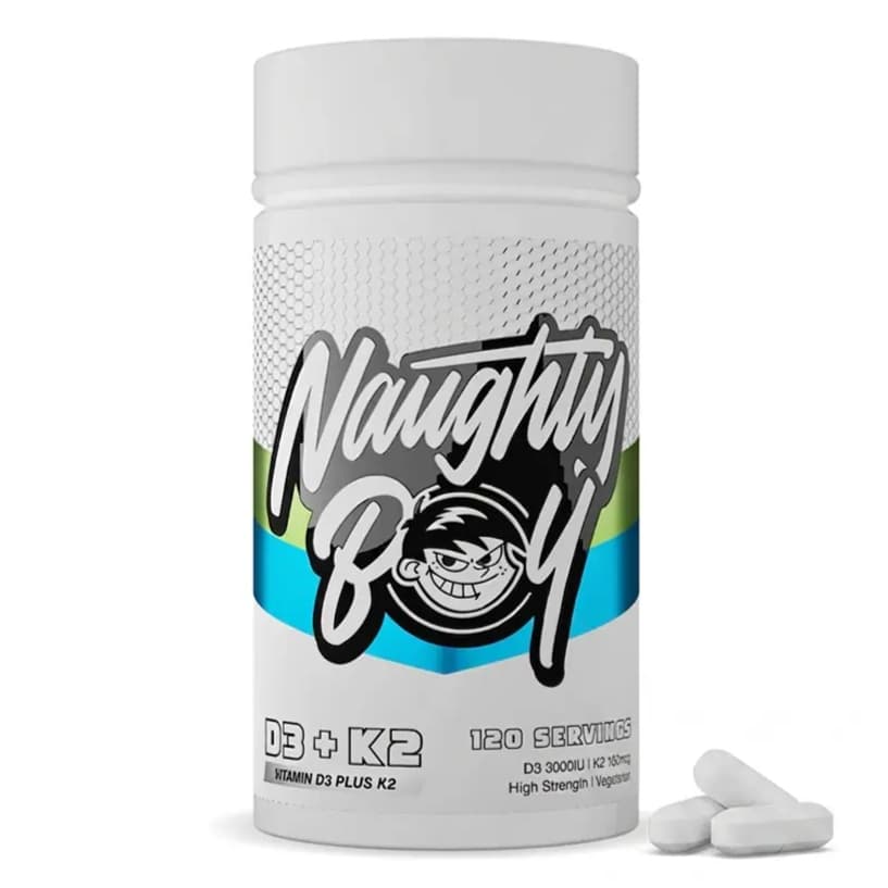 Naughty Boy Vitamin D3 + K2 tablete – 3000 IU vitamina D3 i 180 mcg vitamina K2 MK-7 za podršku zdravlju kostiju, mišića, imunološkog sistema i pravilnom iskorišćenju kalcijuma