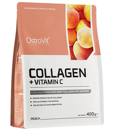 OstroVit Collagen + Vitamin C 400 g – hidrolizovani kolagen u prahu sa vitaminom C za podršku koži, zglobovima, hrskavici, ligamentima i normalnom stvaranju kolagena