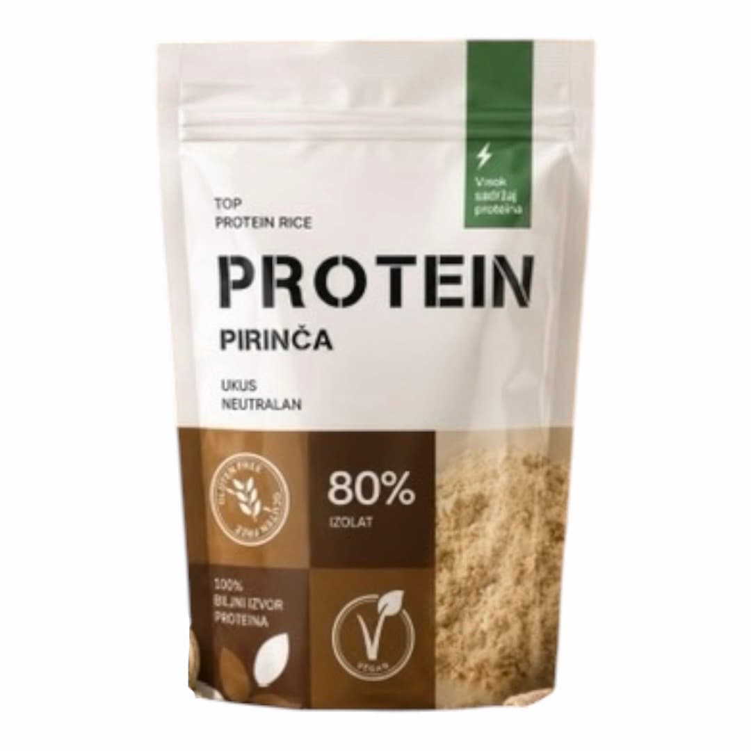Protein pirinča 80% izolat 700 g – čist biljni protein od pirinča sa visokim sadržajem proteina, gluten free, pogodan za vegansku i vegetarijansku ishranu.