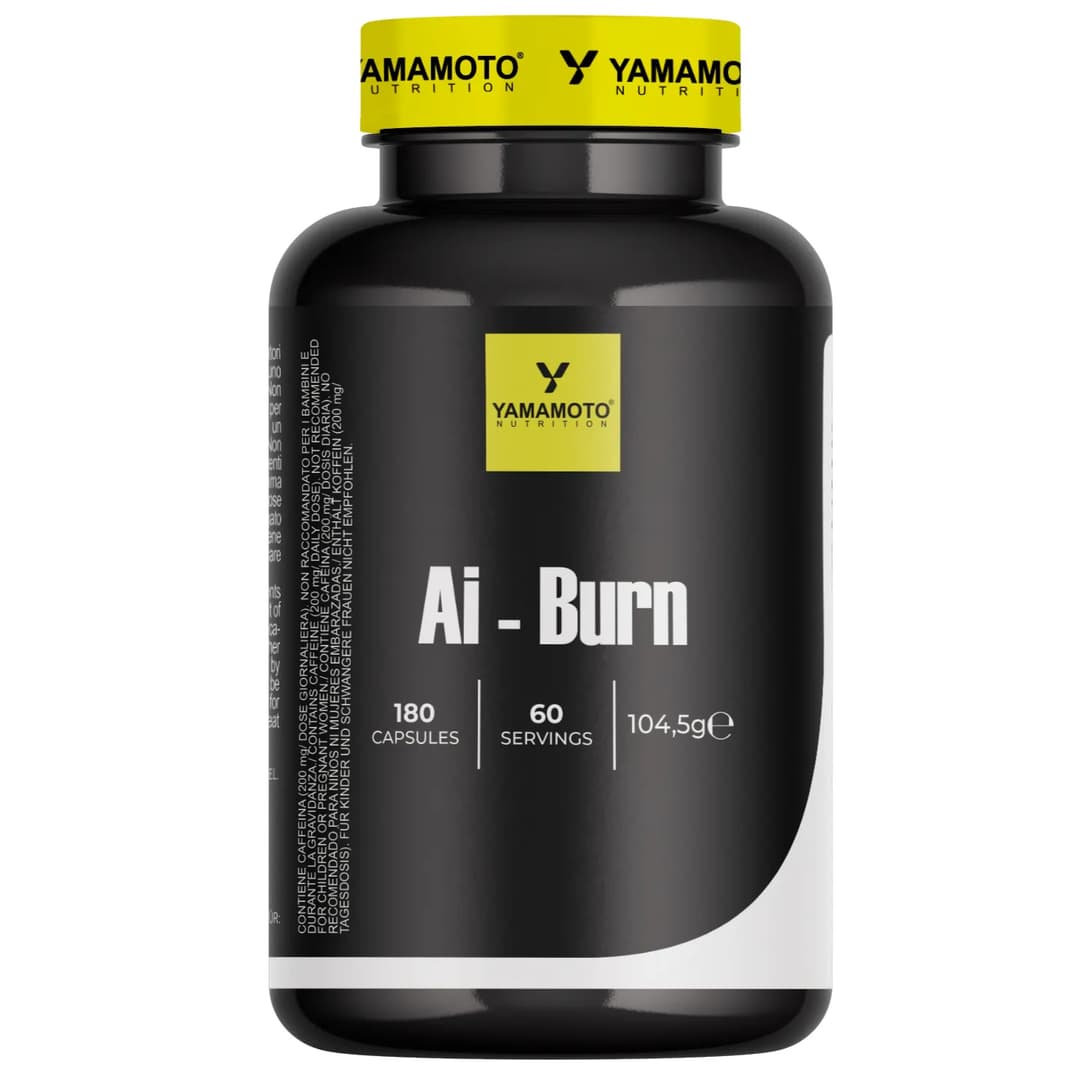 Yamamoto Nutrition AI-BURN® kapsule – termogeni kompleks sa 200 mg kofeina, ekstraktom zelenog čaja, sinefrinom i L-tirozinom za energiju, fokus, trening i podršku tokom definicije