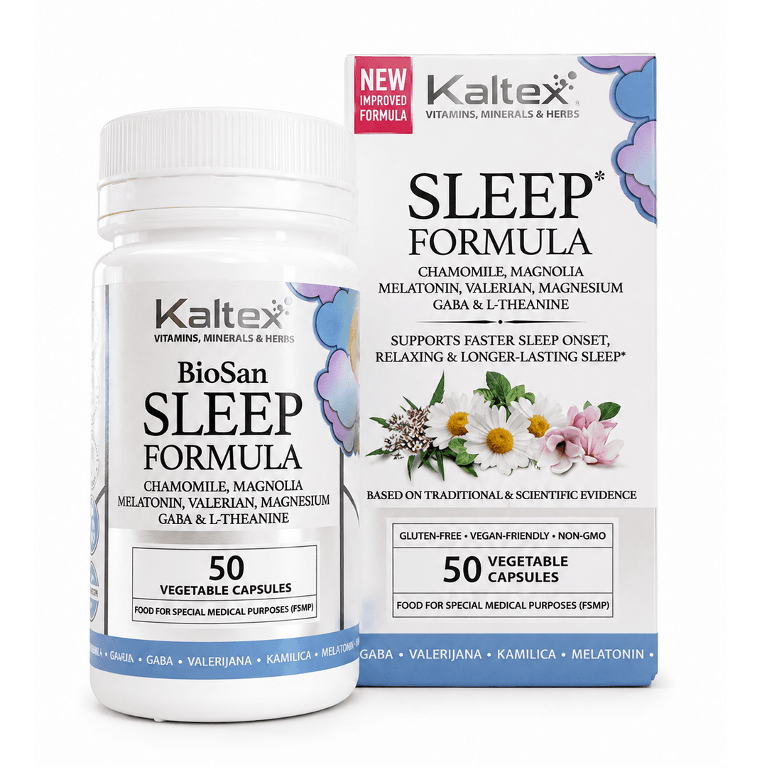 BIOSAN Sleep Formula sa 2 mg melatonina, GABA, magnezijumom, valerijanom, kamilicom, magnolijom i L-teaninom za večernju rutinu i podršku snu