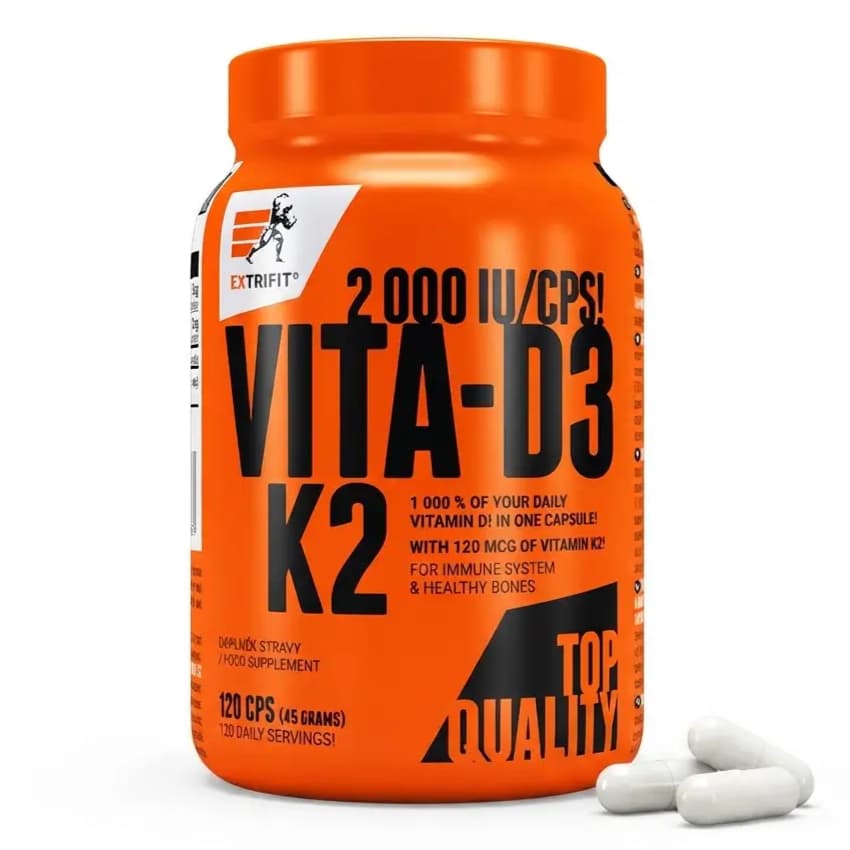 Extrifit Vita-D3K2 2000 IU – vitamin D3 i vitamin K2 MK-7 u maslinovom ulju, pakovanje od 120 kapsula