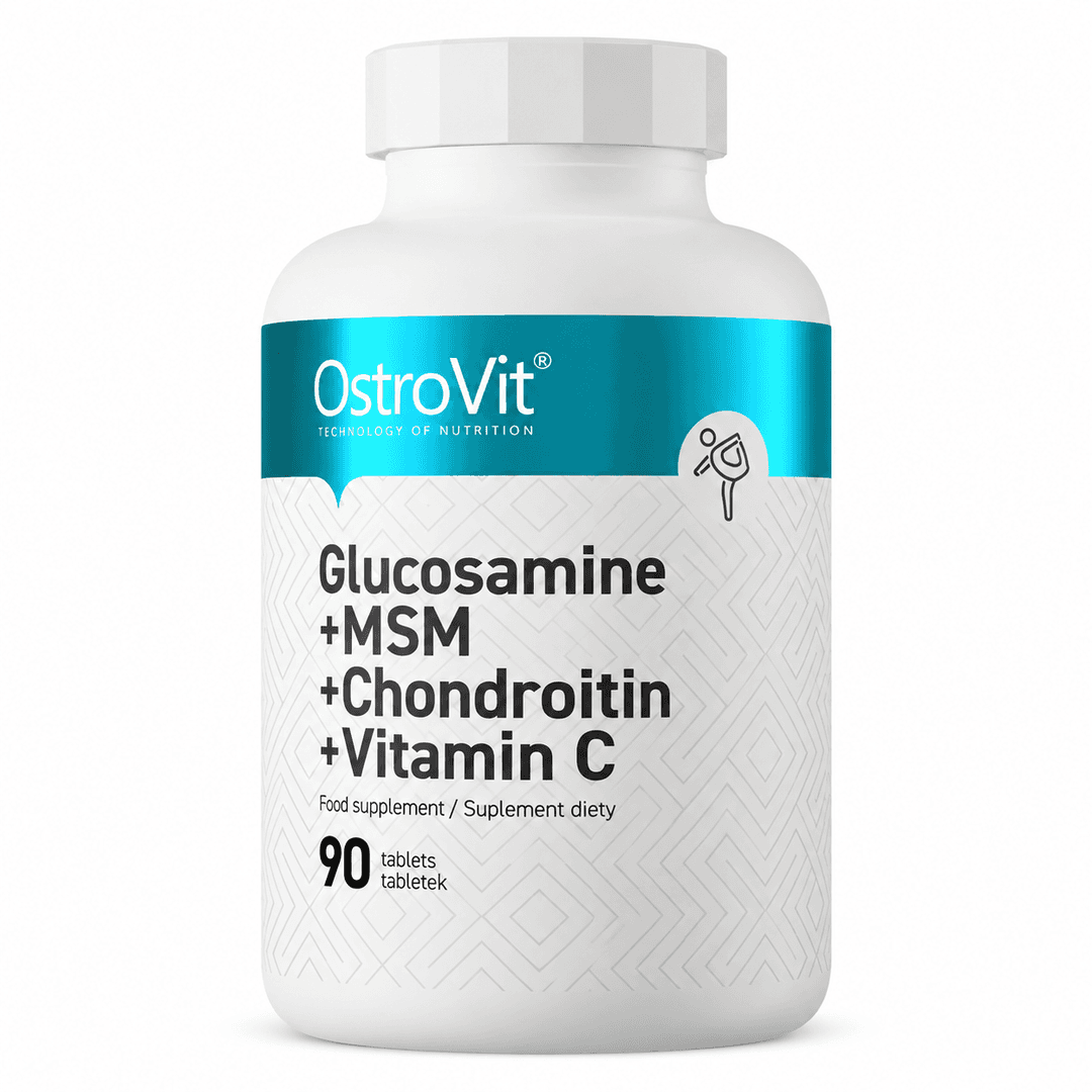 OstroVit Glucosamine + MSM + Chondroitin + Vitamin C 90 tableta – suplement za zglobove, hrskavicu, ligamente i kosti sa glukozaminom, MSM-om, hondroitinom i vitaminom C.