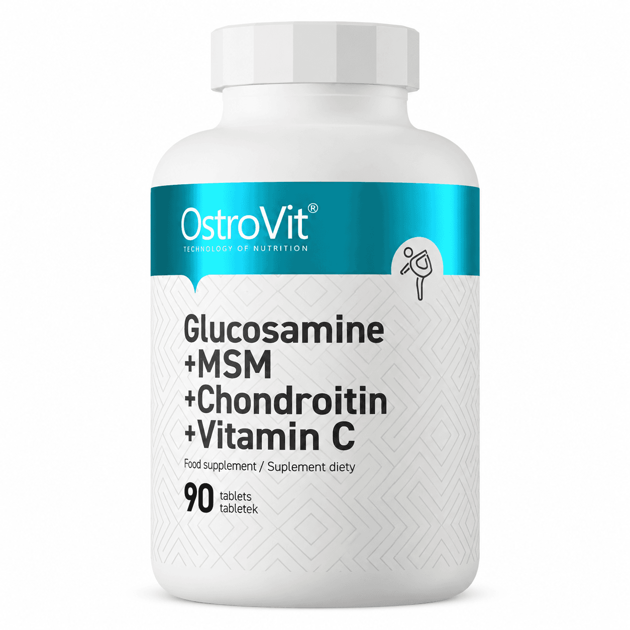 OstroVit Glucosamine + MSM + Chondroitin + Vitamin C 90 tableta – suplement za zglobove, hrskavicu, ligamente i kosti sa glukozaminom, MSM-om, hondroitinom i vitaminom C.