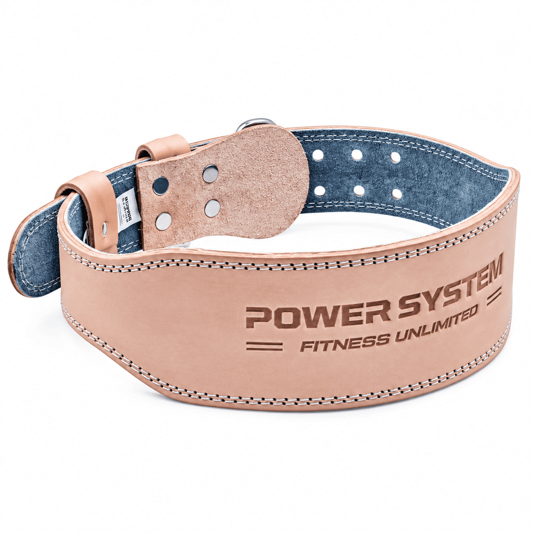 Power System Belt Power Natural kožni pojas za teretanu i trening sa opterećenjem sa metalnom kopčom