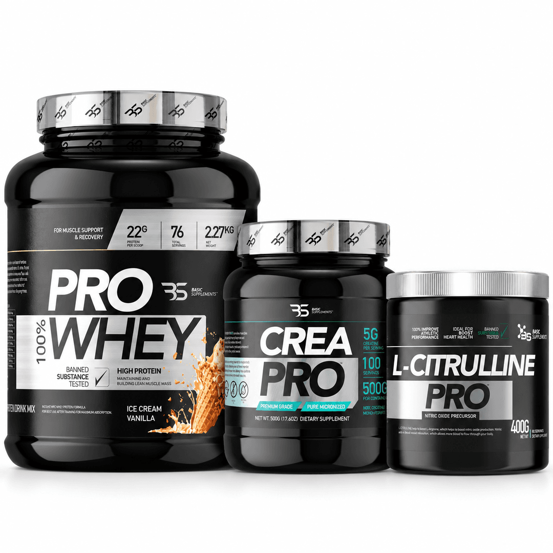 Pro Whey 100% 2.27 kg, L-Citrulline Pro i Crea Pro Basic Supplements – paket whey proteina, L-citrulina i mikronizovanog kreatin-monohidrata