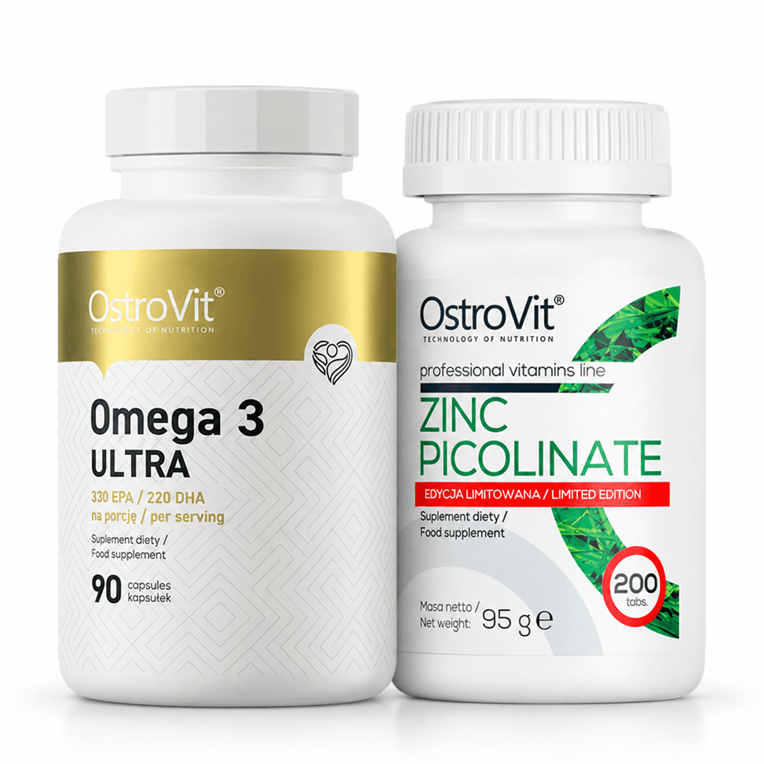 Zinc Picolinate i OstroVit Omega 3 Ultra EPA/DHA 330/220 90 kapsula – paket cinka pikolinata i omega-3 masnih kiselina EPA i DHA