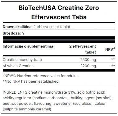 Creatine šumeće tablete Zero 18tb - BioTechUSA