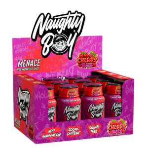 NaughtyBoy MENACE Pre-Workout Shot 12x60ml – energija, fokus i pump u praktičnoj bočici